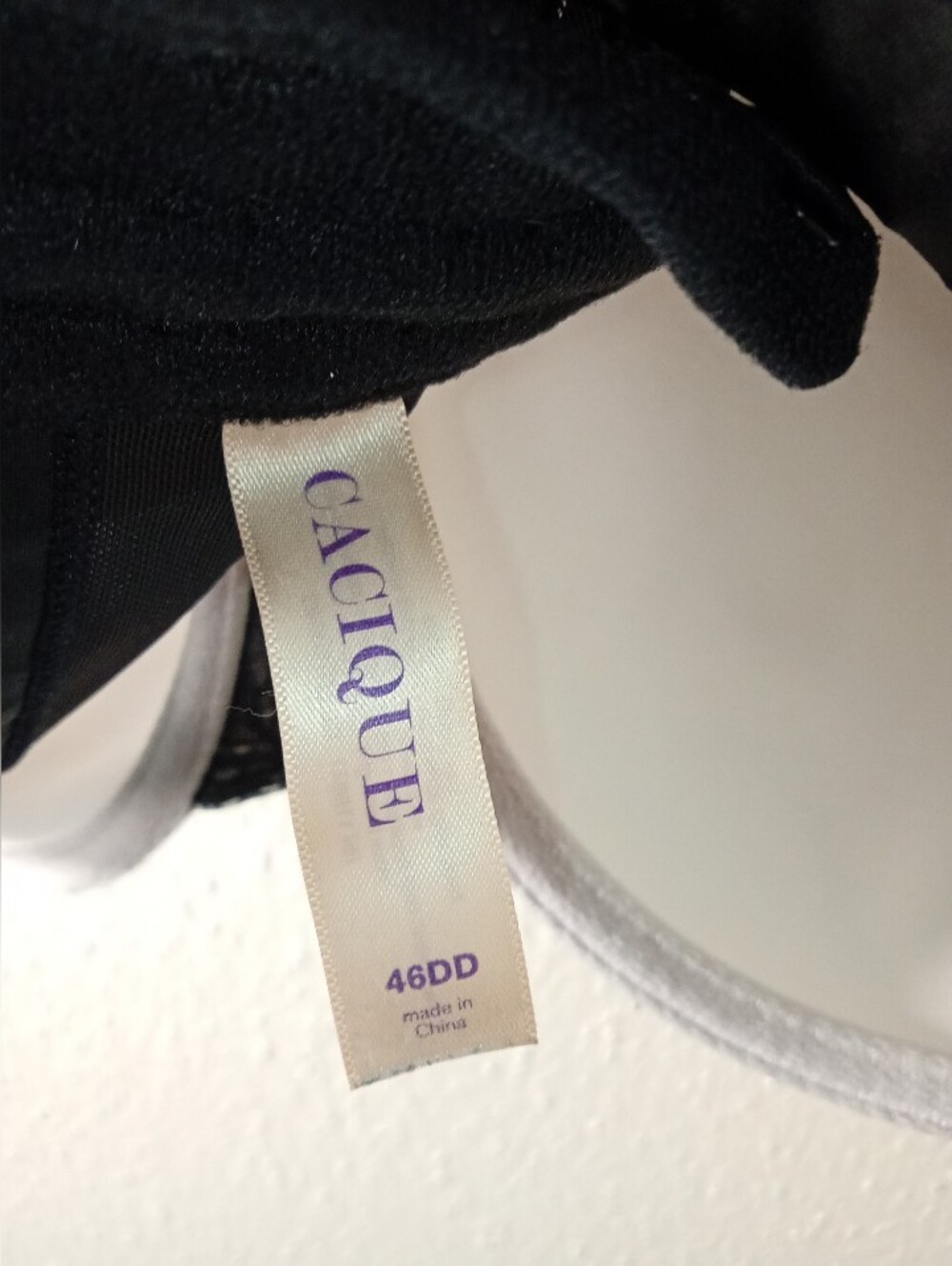 Cacique Black & White Lace Underwire Bra 46DD - Picture 5 of 6
